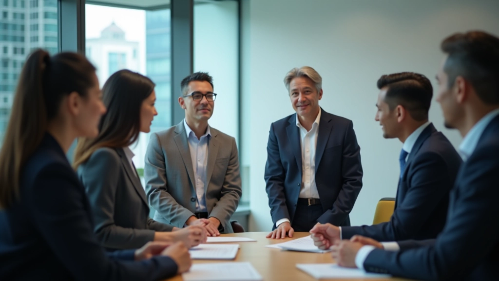Professional team discussing strategy in modern office