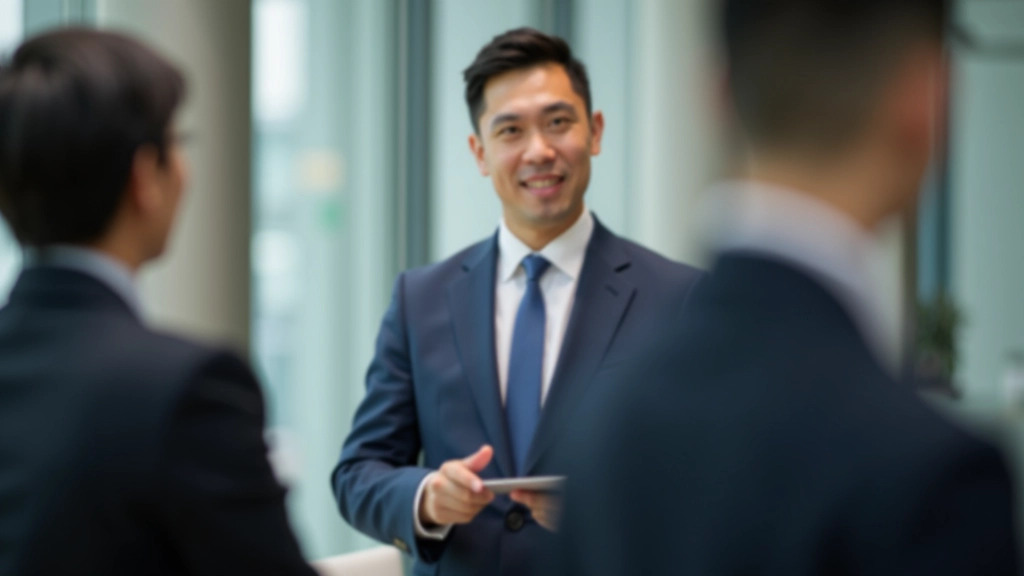 Professional presence and executive communication demonstrated in business presentation scenario