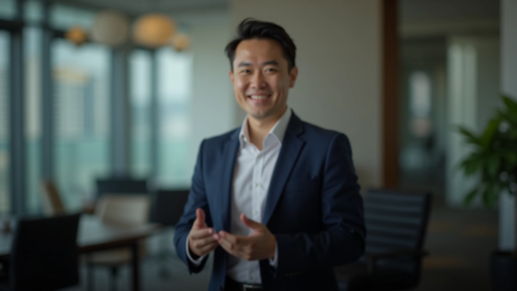 Professional presenting with confident posture in business setting