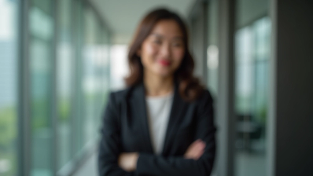 Professional woman in executive setting, confident presence and body language